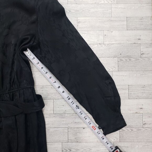 VTG 80s Cadaz Silk Dress Black Silk Floral Jacquard Gothic Glam Formal Size 14 - Picture 10 of 12